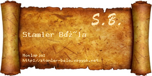 Stamler Béla névjegykártya